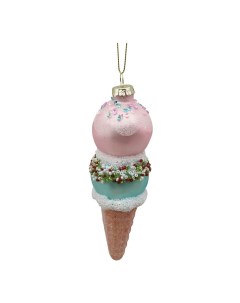 Елочная игрушка Мороженое 1 шт розовый зеленый Nobrand