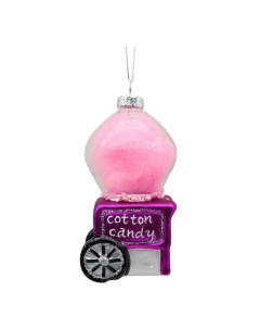 Елочная игрушка Тележка с сахарной ватой 1 шт розовый Nobrand