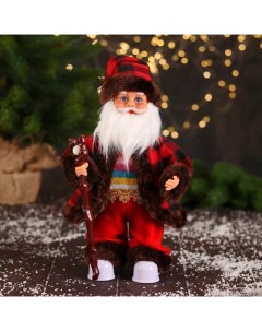 Новогодняя фигурка Дед Мороз в полосатом свитере 7856740 11x10x27 см Зимнее волшебство