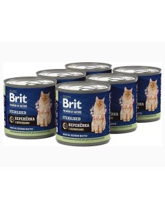 Консервы для кошек PREMIUM BY NATURE CAT с перепелкой и яблоками 6шт по 200г Brit*