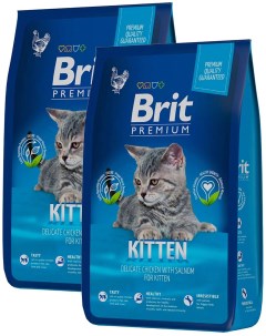 Сухой корм для котят Premium Cat Kitten с курицей и лососем 2 шт по 2 кг Brit*