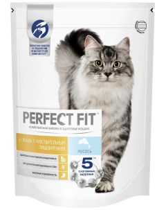 Сухой корм для кошек с чувствительным пищеварением с лососем 2 шт по 0 65 кг Perfect fit