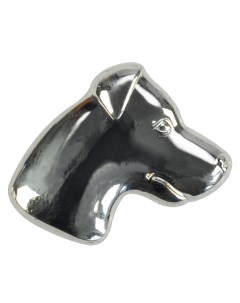Значок металлический Голова собаки серебряный 19х16мм Blue bug