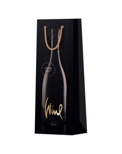 Пакет подарочный Black мат ламин отд фольгой под бутылку 12х36х8 5см 4шт Meshu