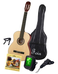 FCG 2039CAP NA Классическая гитара с чехлом ремнем тюнером цвет натуральный Foix
