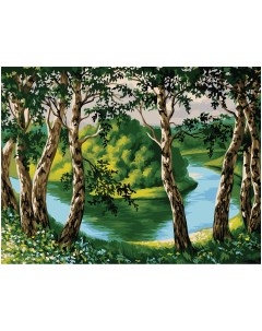 Картина по номерам на холсте Летний пейзаж 30 40 с акриловыми красками и кистями Три совы