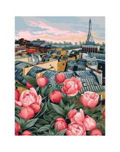 Картина по номерам на холсте Цветущий Париж 40 50 с акриловыми красками и кистями Три совы