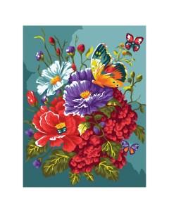 Картина по номерам на картоне Бабочка на цветах 30 40 с акриловыми красками Три совы