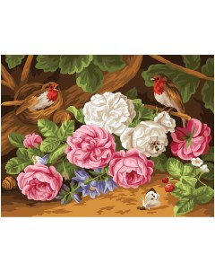 Картина по номерам на холсте Пышные розы 30 40 с акриловыми красками и кистями Три совы