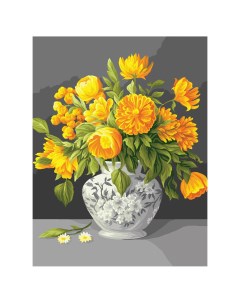 Картина по номерам на холсте Желтые цветы 40 50 с акриловыми красками и кистями Три совы