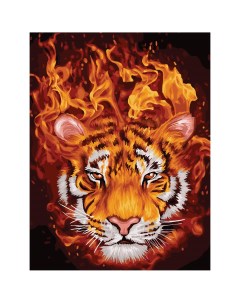 Картина по номерам на холсте Огненный тигр 30 40 с акриловыми красками и кистями Три совы
