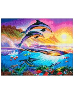 Алмазная мозаика на подрамнике 40х50 Сказочные дельфины Art on canvas