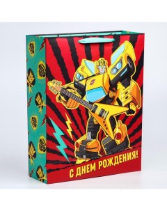 Пакет ламинат вертикальный С Днем Рождения 31х40х11 см Transformers Hasbro