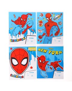 Тетрадь 12 листов линейка 4 вида МИКС Человек паук Marvel