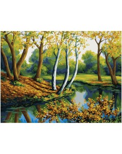 Картина по номерам на холсте Лесная река 40 50 с акриловыми красками и кистями Три совы