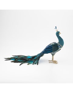 Фигура декоративная павлин голубой 52х20х33 см James arts