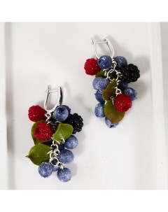 Серьги грозди с ягодами голубики малины и ежевики Home etudes