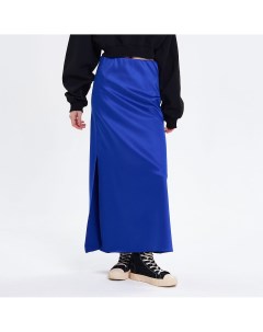 Синяя атласная юбка с разрезом Meyel
