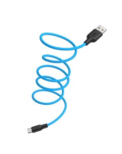 Кабель USB Type C USB экранированный 2 4A 1м синий Silicone x21plus 6931474711939 Hoco