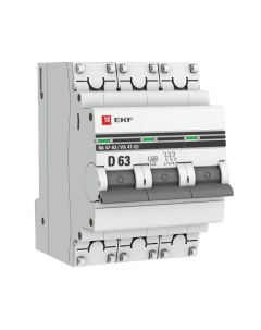 Автоматический выключатель PROxima ВА 47 63 3Р 63А тип D 4 5 кА 400 В на DIN рейку mcb4763 3 63D pro Ekf