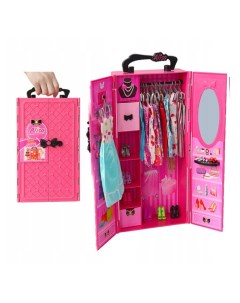 Модный розовый шкаф с одеждой и аксессуарами для кукол 30 см Barbie