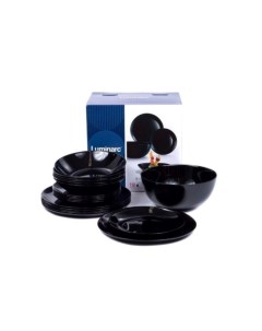 Столовый набор посуды сервиз черный 19 предметов с подарком внутри Luminarc