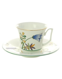 Чашка с блюдцем чайная форма Юлия рисунок Июньская палитра Императорский фарфоровый Императорский фарфоровый завод