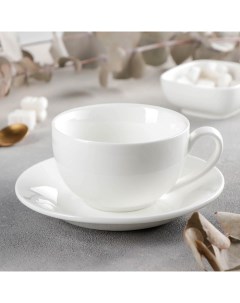 Чайная пара фарфоровая Olivia чашка 250 мл блюдце цвет белый Wilmax