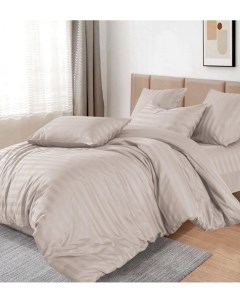 Комплект постельного белья Страйп Сатин 2 спальный на резинке Mency