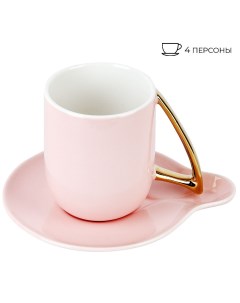 Набор на 4 персоны 8 предметов 5th Avenue Pink чашки 240 мл блюдца фарфор Nouvelle