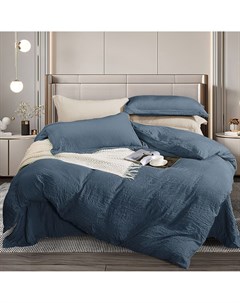 Комплект постельного белья Лён 1 5 спальный фиолетово синий Домашняя мода
