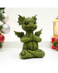 Фигура Дракон йога 18 см зелёный Хорошие сувениры