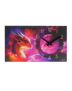 Часы картина настенные Дракон плавный ход 35 х 60 см Соломон