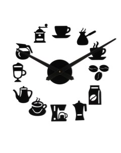 Часы наклейка серия DIY Время кофе d 120 см мин стрелка 39 см ч стрелка 31 5 см Nobrand