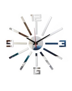 Часы наклейка серия DIY Лучи плавный ход d 40 см серебро Nobrand