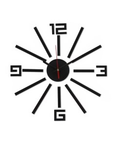 Часы наклейка серия DIY Лучи плавный ход d 40 см черные Nobrand