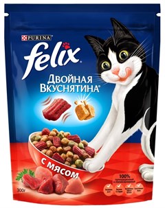 Сухой корм для кошек Двойная вкуснятина с мясом 300 г Felix