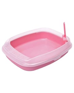 Туалет для кошек с бортом светло розовый 46х36 3х11 см Makar