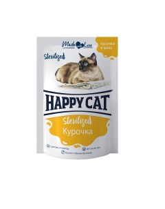 Влажный консервированный корм для кошек паучи с курицей 24 шт по 85 г Happy cat