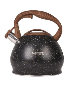 Чайник 3 4л со свистком черный мрамор Kukmara