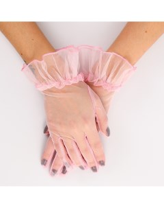 Карнавальный аксессуар перчатки прозрачные с юбочкой цвет розовый Страна карнавалия