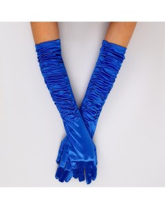 Карнавальный аксессуар перчатки со сборкой цвет синий Страна карнавалия