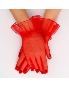 Карнавальный аксессуар перчатки прозрачные с юбочкой цвет красный Страна карнавалия