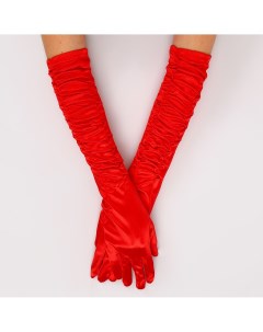 Карнавальный аксессуар перчатки со сборкой цвет красный Страна карнавалия