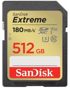 Карта памяти SDXC 512GB SDSDXVV 512G GNCIN Extreme UHS I Class 3 U3 V30 180 130 MB s Sandisk