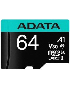 Карта памяти 64GB AUSDX64GUI3V30SA2 RA1 UHS I U3 Class 10 V30S A2 Adapter 100 80 MB s RTL Adata