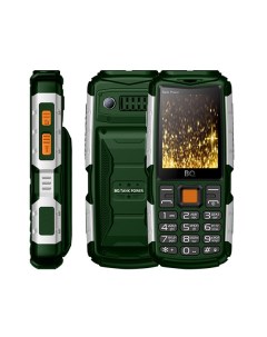 Мобильный телефон 2430 Tank Power 2 4 320x240 TN 32Mb RAM BT 2 Sim 4000 мА ч зеленый серебристый Bq