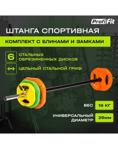 Штанга спортивная Бодипамп PROFI FIT комплект с блинами разборная 19 кг Profifit