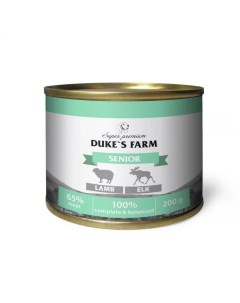Влажный корм для собак для пожилых паштет из ягненка с лосем 200 г Duke's farm