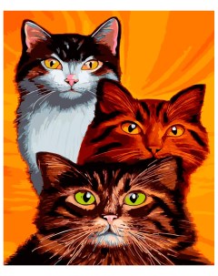 S008 Набор для рисования по номерам Трио котов 40 50 см Cristyle